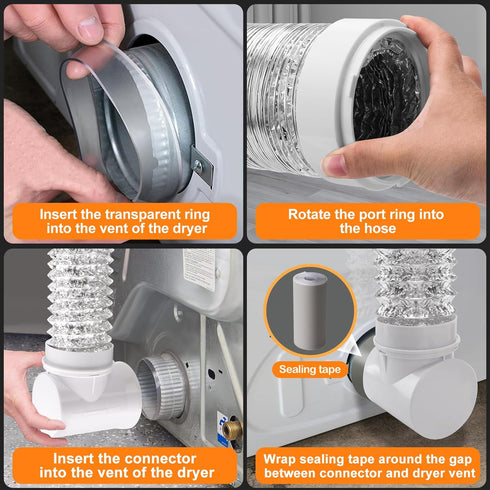 Dryer Connection Kit, Space Saving Dryer Vent, 90 Degree Elbow, Connector Kit for Tight Space