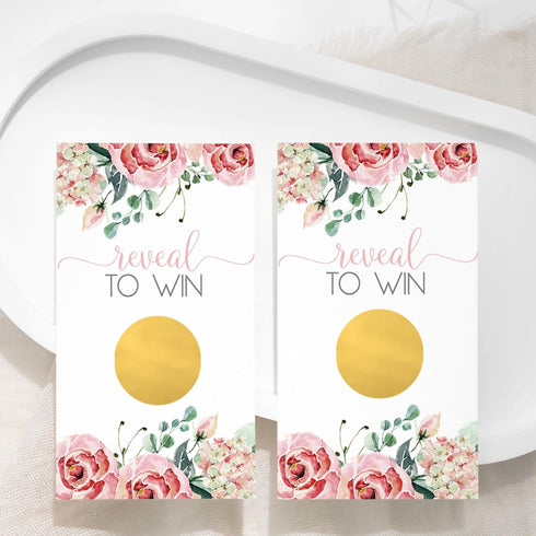 Paper Clever Party Charming Floral Bridal Shower Games, 30 Pack Pink Scratch Off Raffle Cards