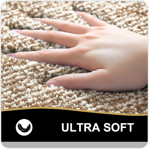 OLANLY Bathroom Rugs 36x24, Extra Soft Microfiber Bath Mat, Non-Slip, Quick Dry Shaggy Carpet, Tan