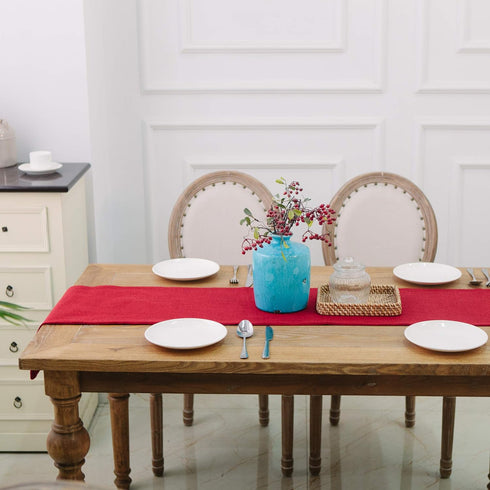 NATUS WEAVER 2 12 36 Inch Soft Caddice Faux Linen Side Table Runner, eco-Friendly Fabric Handcrafted Runner, Burgundy x