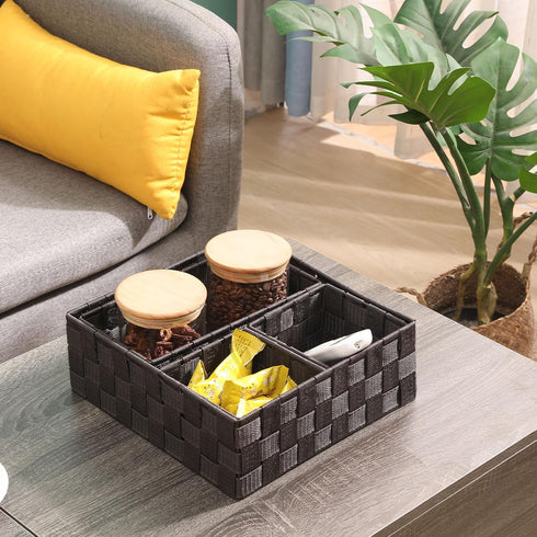 Drawer Organizer Bins, Set of 4 Woven Storage Stackable Box for Organizing Drawers, Shelves, Cabinets, and Dressers