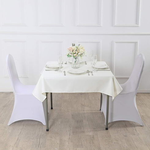 Cupuamon Square Tablecloth 52x52 inch - Washable Polyester Fabric for Wedding Party Dining Banquet Decoration, Ivory