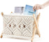 14L 10W Mkono Macrame Magazine Rack Boho Storage Holder Standing Basket for Books, Newspapers, Swaddle Blanket, Dorm