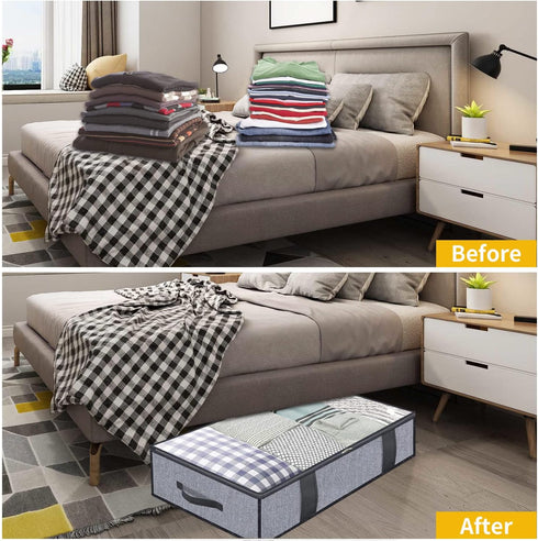 Onlyeasy Foldable Underbed Bags 2 Pack, Breathable Zippered Organizer for Blankets Clothes with Clear Window
