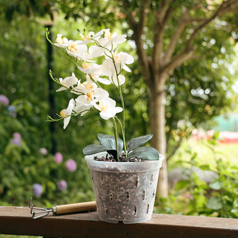 YIKUSH 7 Inch Clear Plastic Orchid Pots, 5 Pack with Holes for Indoor and Outdoor Plant Use