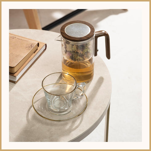 600 ML (20oz) Enchanti Tea Pot - Modern Glass Infuser Teapot - Water Separation Magic Teapot with Heat-Resistant Handle
