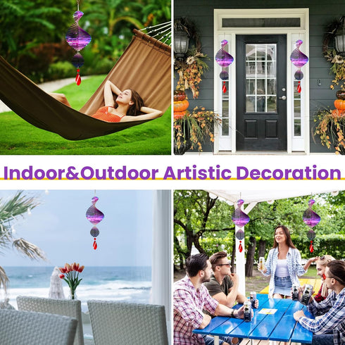 Wind Spinners, 3D Hanging Wind Spinner for Yard and Garden, Metal Flowers Outdoor Hanging Decor