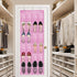 Over The Door Shoe Organizer: Space Saving Rack with 24 Pockets, Hook, and Hanging Shoe Holder (Pink)