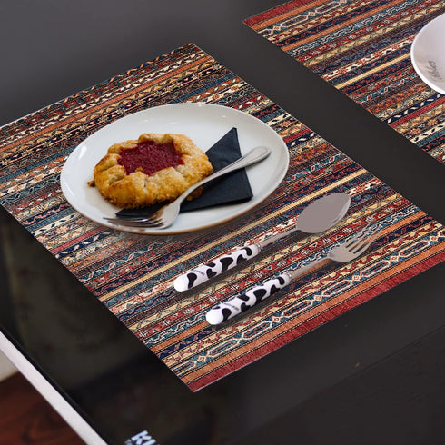 Batmerry Vintage Turkish Floral Placemats Set of 4, Woven Burlap Modern Placemats for Dining Table, Kitchen, Round