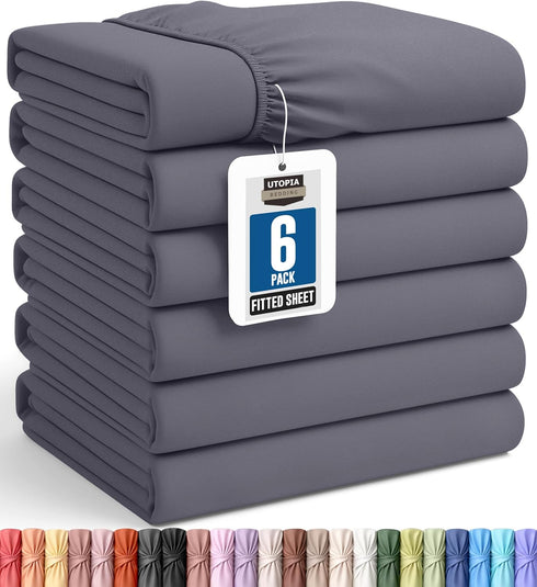 Utopia Bedding King Fitted Sheets - Bulk Pack of 6 Bottom Sheets