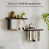 2 Pack Floating Bookshelves for Wall, Rustic Wood Hanging Wall Bookshelf, Upside Down Book Shelf and Wall Mounted