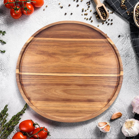 Counter Acacia Round Wood Tray Decorative Serving Trays for Ottoman Coffee Table Candle Holder Tray Kitchen Island