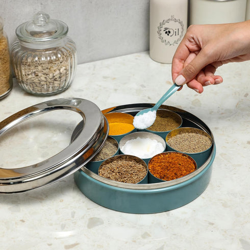 7 dudki Homes Stainless Steel Masala Dabba Masaladani | Spice Box For Kitchen | Masala Dani With See Through Lid