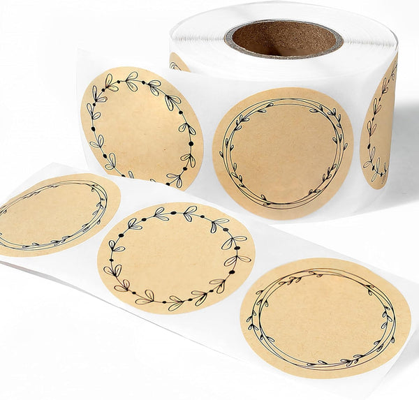 MONEST 500pc/Roll 2" Floral BnW Label Stickers for Mason Jars, Canning, Spice, Bottle, and Sticker Labels
