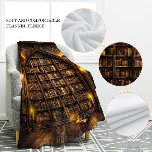 50"x60" Jekeno Vintage Books Cat Bookshelf Blanket Gifts for Women Men Kids Girls Boys Husband Dad Halloween Birthday