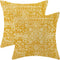 Boho Pillow Covers 20x20 Set of 2, Yellow Carpet Pattern Decorative Throw Pillows, Farmhouse Cushion Covers