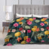 Perinsto 80"X60" Palm Leaves Hibiscus Flowers Hawaii Throw Blanket Ultra Soft Warm All Season Tropical Pineapples Fruit