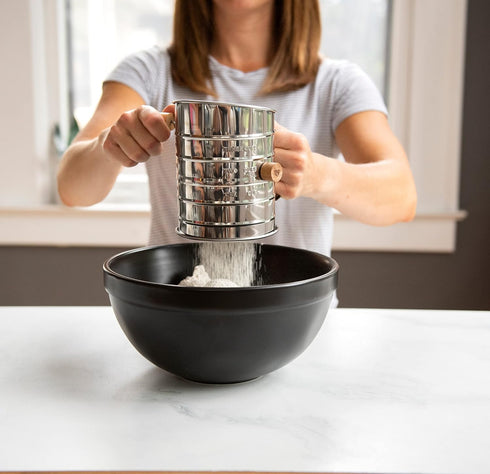 Nordic Ware 3-Cup Stainless Steel Flour Sifter, Rotary Design Baking Accessory for Sifting Dry Ingredients & Powdered