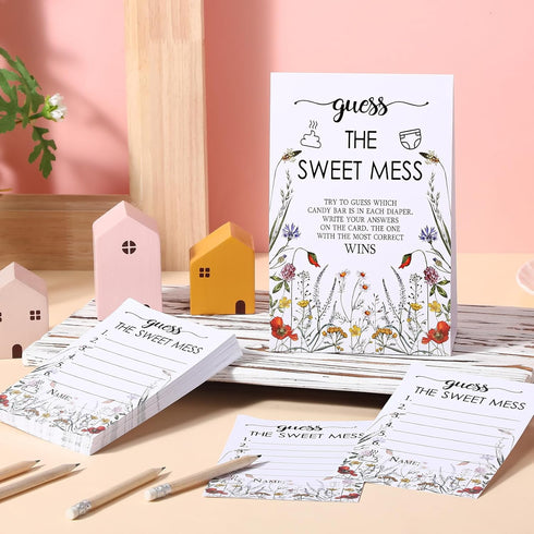 67 50 10 6 Pcs Guess The Sweet Mess Dirty Diaper Baby Shower Game Includes Guess The Sweet Mess Sign Small Cards
