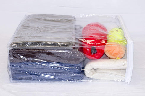 5-Pack Clear Vinyl Zippered Storage Bags - 15 x 18 x 6 Inch
