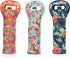 Made Easy Kit Insulated Wine Tote - Neoprene Wine Carrier Bag with Magnetic Handle Clasp, Set of 3 (Floral Patterns)