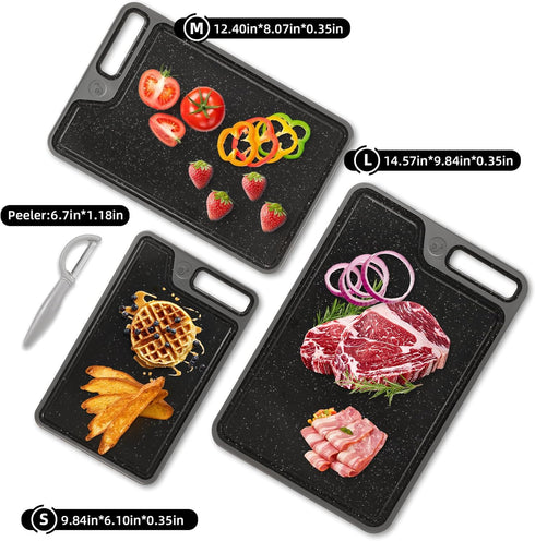 4 Set Piece Plastic Cutting Board for Kitchen Dishwasher Safe,Food Safety, Non-Slip Design, Ideal for Meat