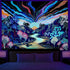 Dermijer Blacklight Forest Mountain Tapestry UV Reactive Retro Landscape Wall Art Tapestry for Home Decor W59.1×H51.2