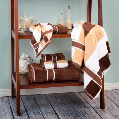 6 Set 525 100% 2 2 2 Set Lavish Home Piece Bathroom Towels - GSM Cotton Bathroom Accessories - Bath Sheets, Hand Cloths