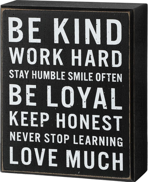 Be Kind Wooden Box Signs - Inspirational Desk Decor with Positive Quotes for Office