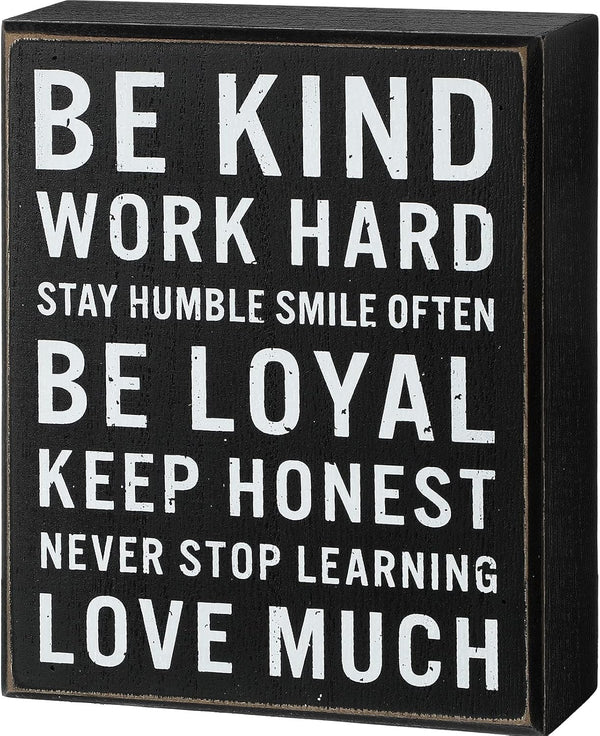 Be Kind Wooden Box Signs - Inspirational Desk Decor with Positive Quotes for Office