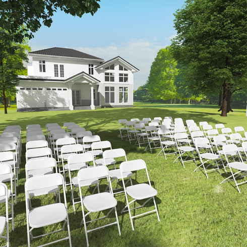 2 Pack, 350lb White Folding Chairs Plastic Folding Chairs Outdoor Indoor, Capacity, Portable Event Chair, Lightweight