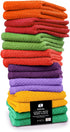 Tukasa Linens 16 Pack 12x12 Inches, Cotton Washcloths for Body and Face, Multipurpose and Lightweight Wash Clothes