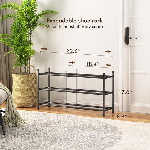 Uneviesyka 3 Closet, Expandable Shoe Rack, Tier Shoe Rack for Stackable Adjustable Standing Metal Shoe Shelf Organizer