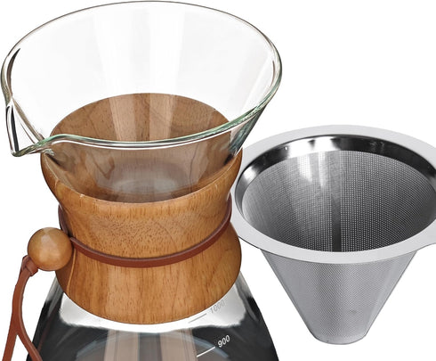 Pour Over Coffeemaker Set Classic Series, Slim Shape, 10 Cup Filter