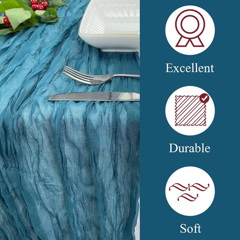 35 157 Inch Teal Cheesecloth Table Runner - x Gauze Boho Table Runner for Wedding, Baby Showers & Parties