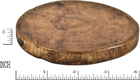 AeraVida Light Natural Mango Tree Wood with Bark Set of 5 Drink Coasters, Brown
