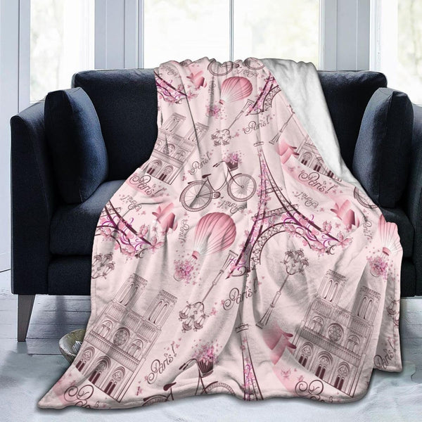 Perinsto Paris Eiffel Tower Throw Blanket Ultra Soft Warm All Season Romantic Travel