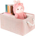 Storage Bins with Sturdy Cotton Handles (1 Pack), Fabric Baskets for Organizing Office & Home (Small, Pink)