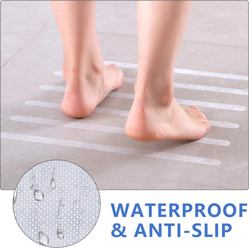 Supkiir Bathtub Non Slip Stickers, 24 PCS Anti Slip Adhesive Shower Treads with Scraper for Bath, Tub, and Stairs