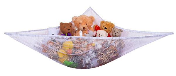 Handy Laundry Jumbo Toy Hammock, Organize Stuffed Animals or Children's Toys, Expands to 5.5 Feet, White