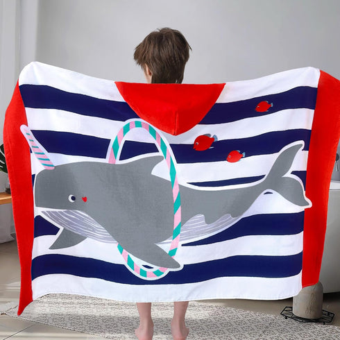 Kids,(3-8 30''X50),Absorbent 100% Swimming, VOOVA & MOVAS Hooded Beach Towel for Years, Cotton Towel Wrap for Boys