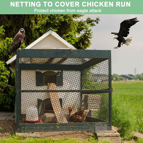 25'x25' 3/4" BSTPCOO Bird Netting for Chicken Coop, Nylon Mesh Poultry Netting Chicken Net Roof Hawk, Aviary Net Deer