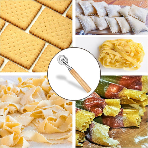Pasta Cutter Wheel, Ravioli Cutter Wheel with Roller, Pizza Cutter Wheel for Kitchen, Zinc Alloy Noodle Making