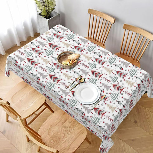 AGAYNA Christmas Tablecloth Rectangle 60x104 Inch Colorful Red Green Christmas Tree Table Cloth,Stain