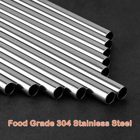 Tomorotec 6PCS Silicone Tip Stainless Steel Straws for 40oz Stanley Tumblers, 12" Long with 2 Cleaning Brushes (Morandi)