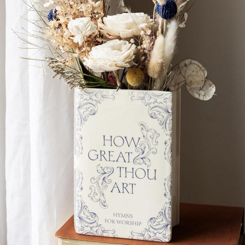 Steel Mill & Co Original Book-Shaped Decorative Vase, Ceramic Vases for Home Decor, Cute Christian Bookshelf Decor