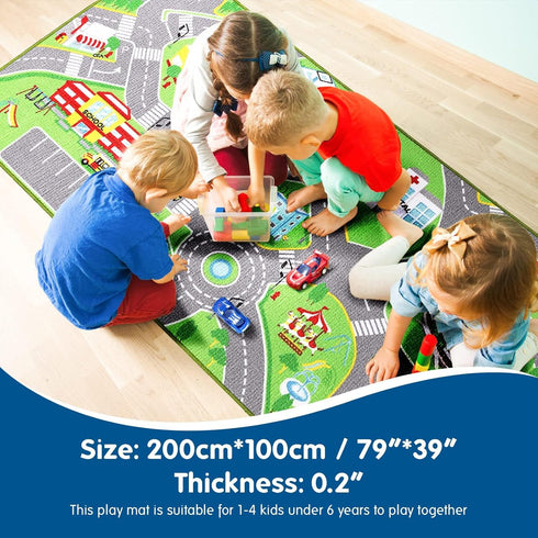 Area(39.37X79 Inch) Booooom Jackson Car Rug City Life Great for Kids Toy Cars, Play Learn and Have Fun Safely - Kids