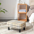 16.54" RF-BD215 IBUYKE Small Footstool, Linen Fabric Pouf, with Padded Seat Pine Wood Legs and Padded Rectangular