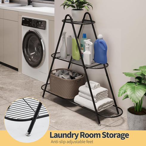 Furshus 3-Tier Plant Stand for Patio, Metal Plant ShelfIndoor/Outdoor Display Rack for Multiple Pots, Heavy Duty