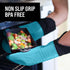 Extra Long Professional Silicone Oven Mitt, Heat Resistant Pot Holders, Flexible Gloves, Aqua, 1 Pair